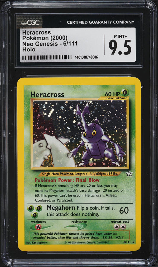 2000 POKEMON NEO GENESIS HOLO HERACROSS #6 CGC 9.5 MINT+