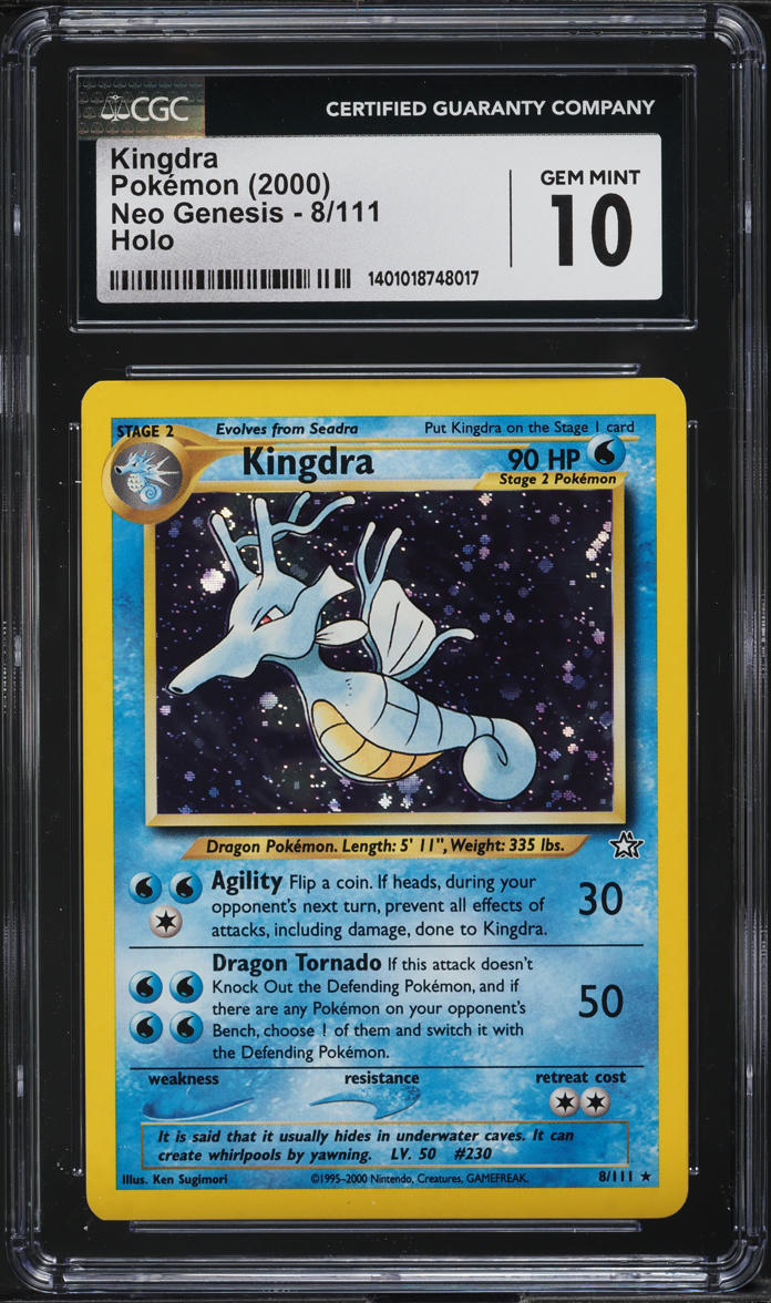 2000 POKEMON NEO GENESIS HOLO KINGDRA #8 CGC 10 GEM MINT