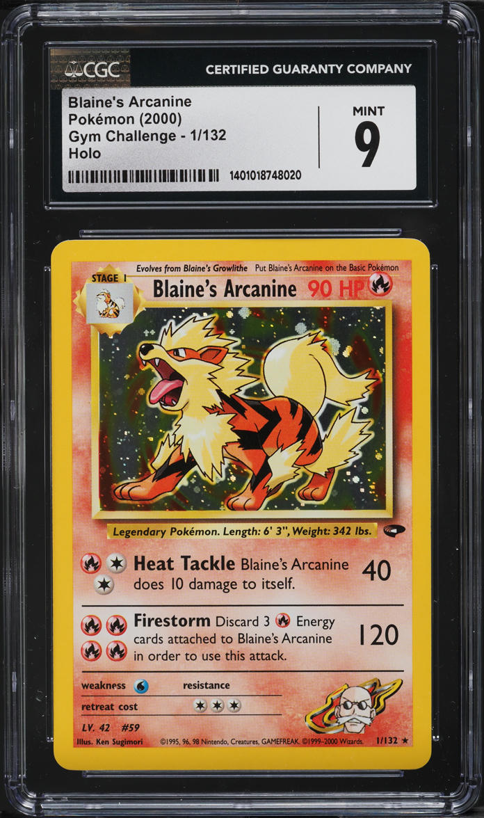 2000 POKEMON GYM CHALLENGE HOLO BLAINE'S ARCANINE #1 CGC 9 MINT