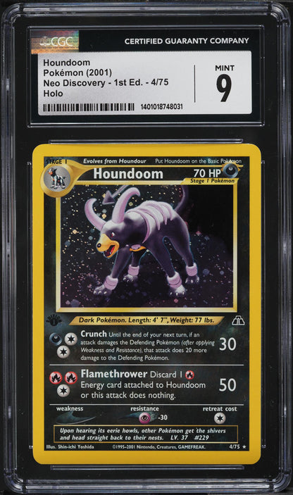 2001 POKEMON NEO DISCOVERY 1ST EDITION HOLO HOUNDOOM #4 CGC 9 MINT