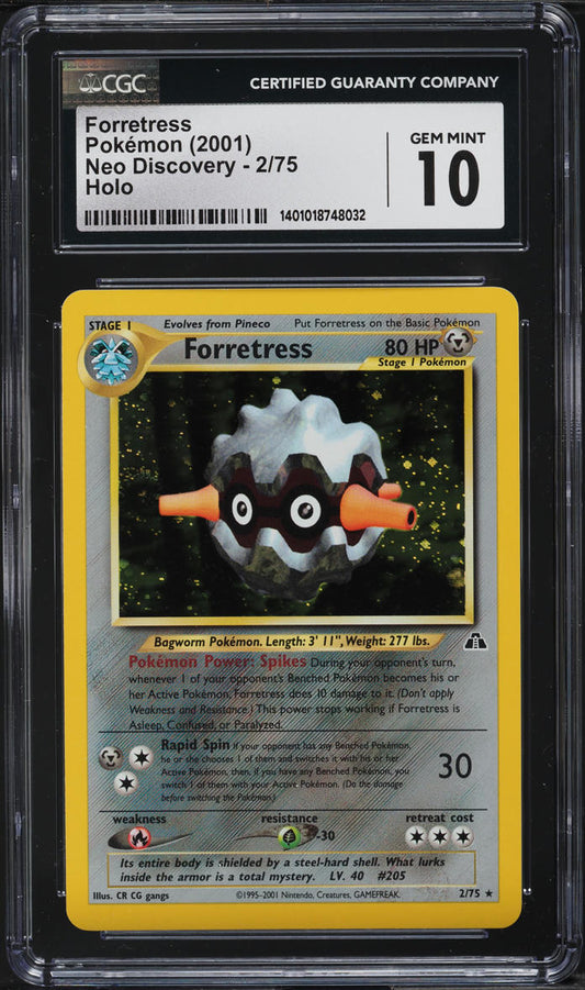 2001 POKEMON NEO DISCOVERY HOLO FORRETRESS #2 CGC 10 GEM MINT