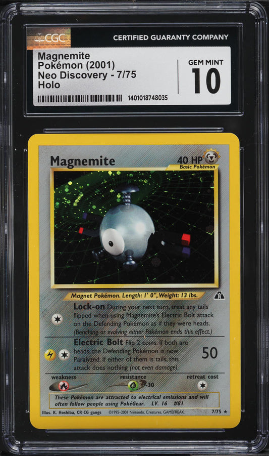 2001 POKEMON NEO DISCOVERY HOLO MAGNEMITE #7 CGC 10