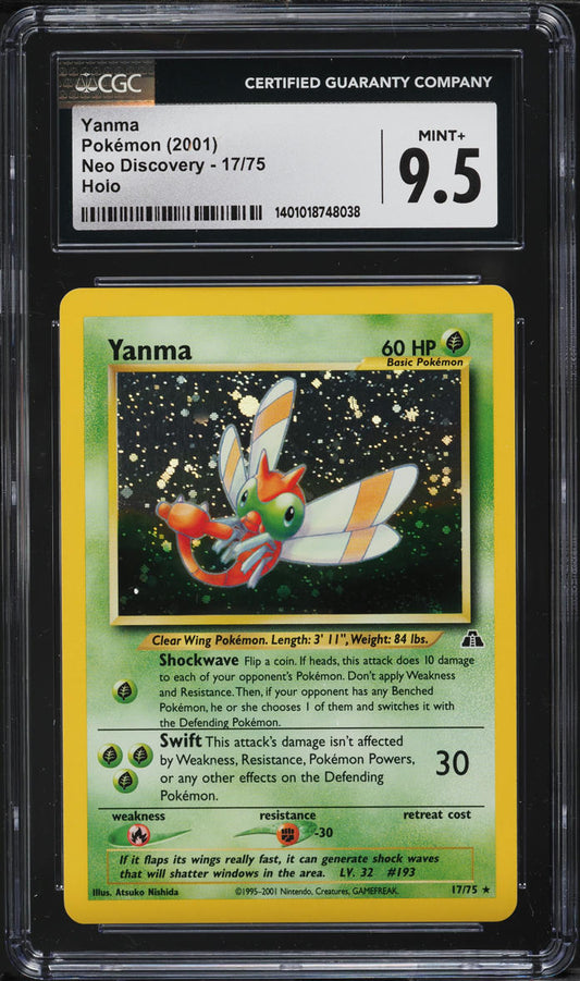 2001 POKEMON NEO DISCOVERY HOLO YANMA #17 CGC 9.5 MINT+