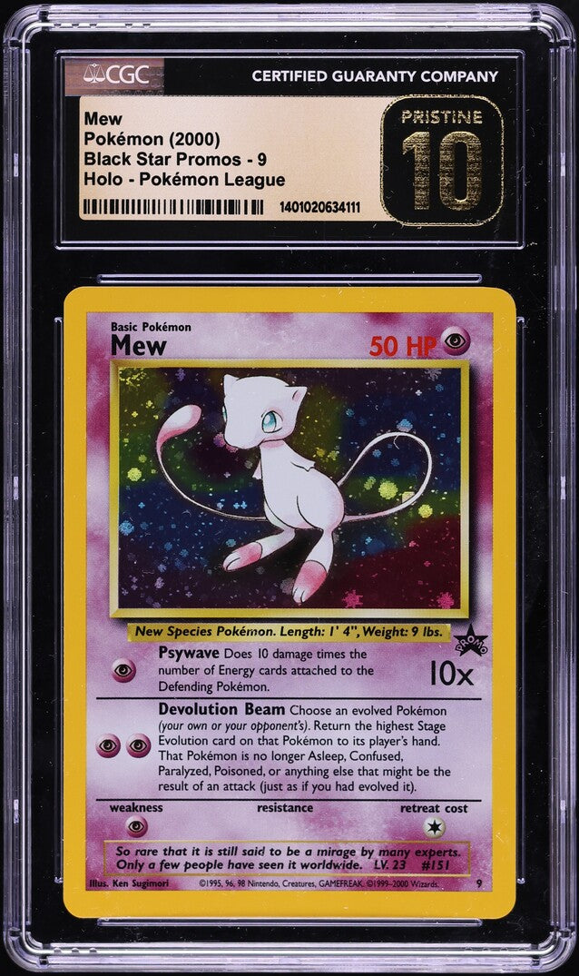 2000 POKEMON LEAGUE BLACK STAR PROMO HOLO MEW #9 CGC 10 PRISTINE