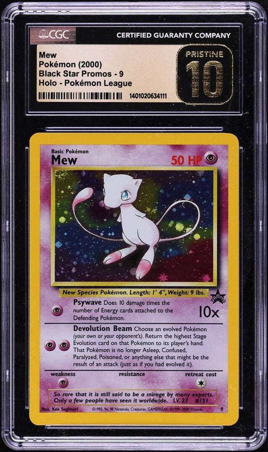2000 POKEMON LEAGUE BLACK STAR PROMO HOLO MEW #9 CGC 10 PRISTINE