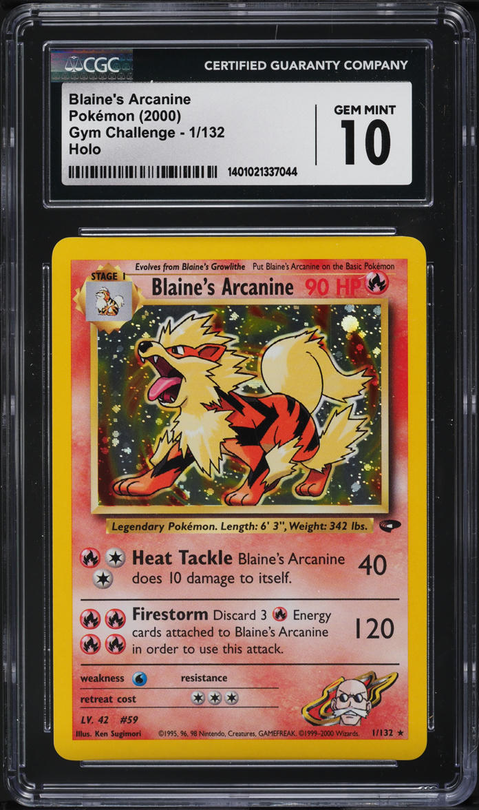 2000 POKEMON GYM CHALLENGE HOLO BLAINE'S ARCANINE #1 CGC 10 GEM MINT