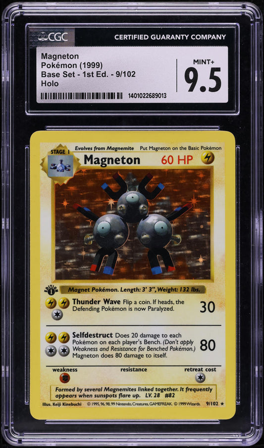 1999 POKEMON BASE SET SHADOWLESS 1ST EDITION HOLO MAGNETON #9 CGC 9.5 MINT+