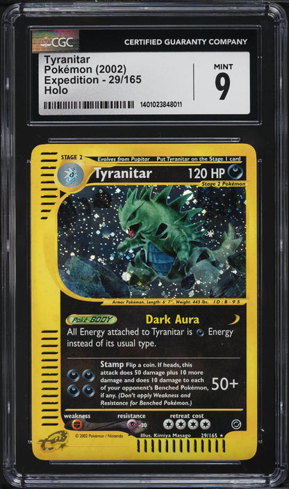 2002 POKEMON EXPEDITION HOLO TYRANITAR #29 CGC 9 MINT