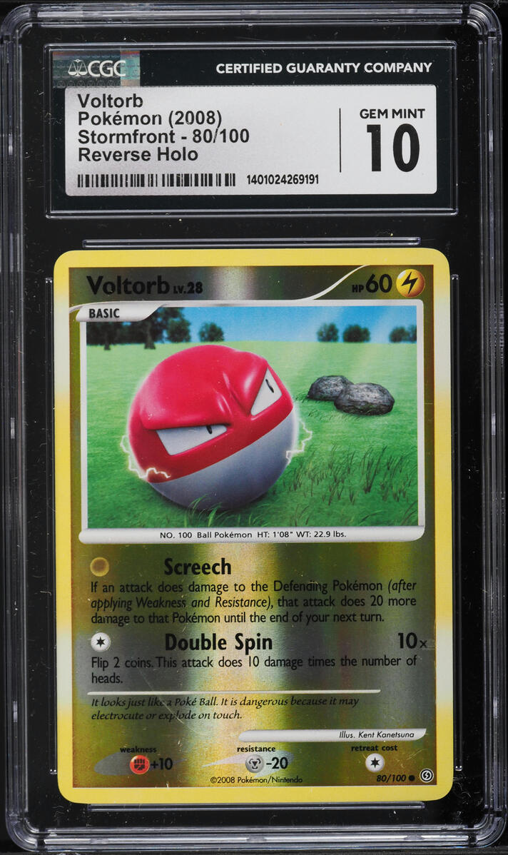 2008 POKEMON STORMFRONT REVERSE HOLO VOLTORB #80 CGC 10 GEM MINT