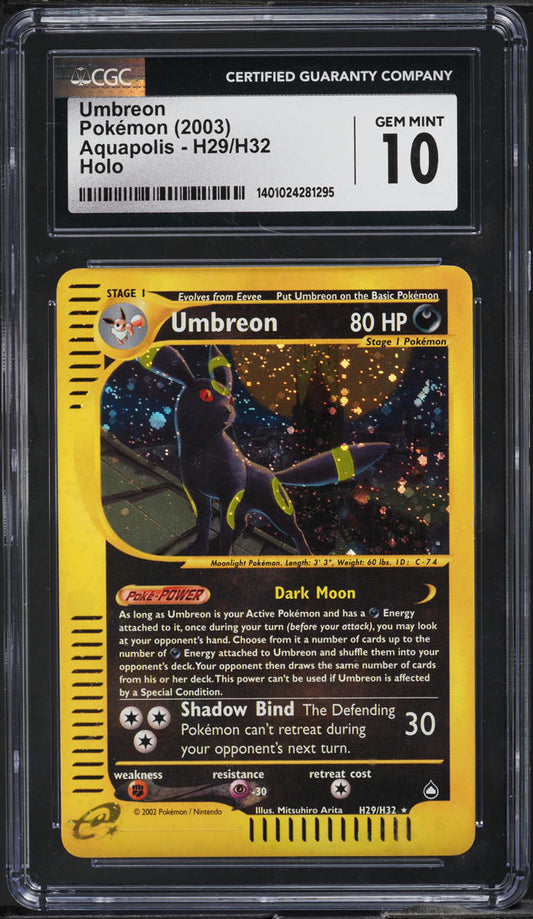 2003 POKEMON AQUAPOLIS HOLO UMBREON #H29 CGC 10 GEM MINT