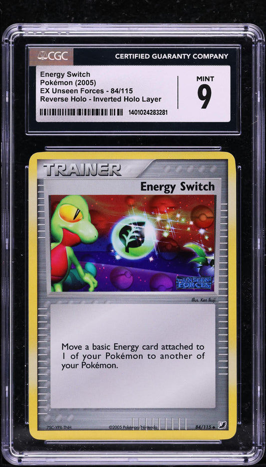 2005 POKEMON EX UNSEEN FORCES REVERSE INVERTED HOLO LAYER ENERGY SWITCH #84 CGC 9