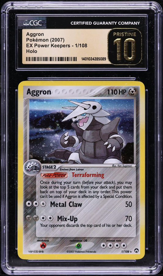 2007 POKEMON EX POWER KEEPERS HOLO AGGRON #1 CGC 10 PRISTINE