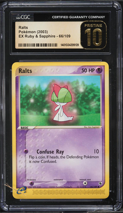 2003 POKEMON EX RUBY & SAPPHIRE RALTS #66 CGC 10 PRISTINE