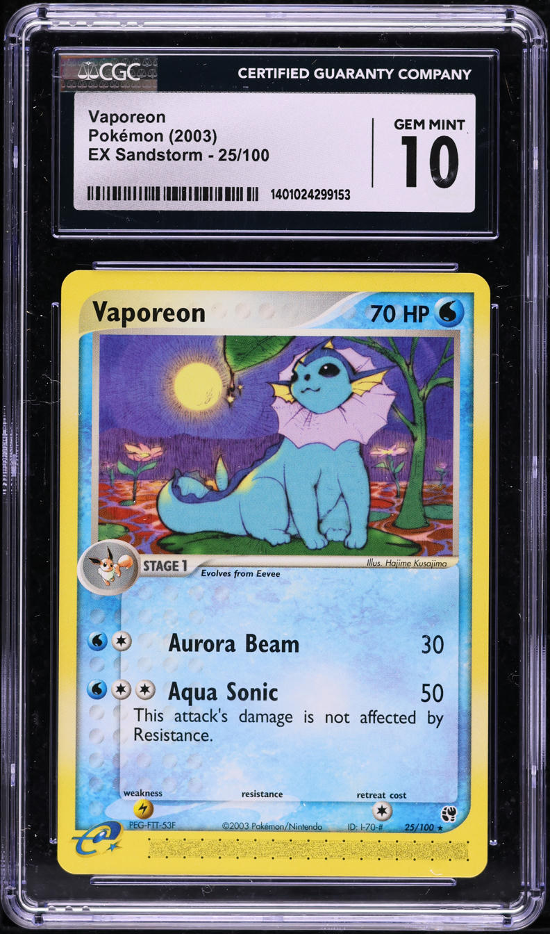 2003 POKEMON EX SANDSTORM VAPOREON #25 CGC 10 GEM MINT