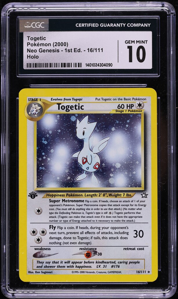 2000 POKEMON NEO GENESIS 1ST EDITION HOLO TOGETIC #16 CGC 10 GEM MINT