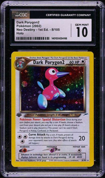 2002 POKEMON NEO DESTINY 1ST EDITION HOLO DARK PORYGON2 #8 CGC 10