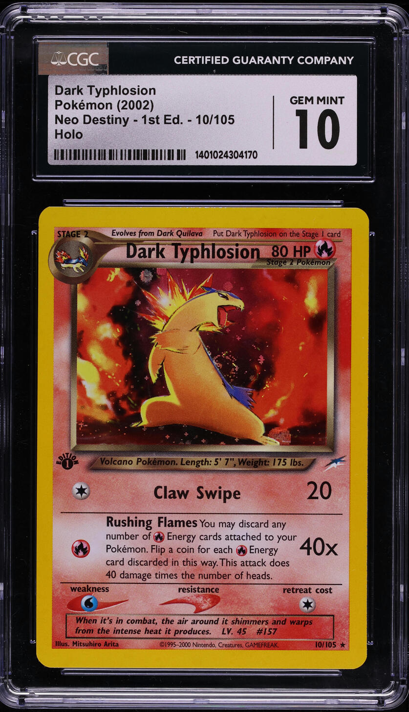 2002 POKEMON NEO DESTINY 1ST EDITION HOLO DARK TYPHLOSION #10 CGC 10