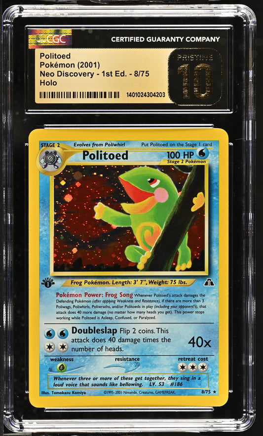 2001 POKEMON NEO DISCOVERY 1ST EDITION HOLO POLITOED #8 CGC 10 GEM MINT