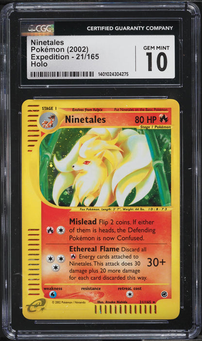 2002 POKEMON EXPEDITION HOLO NINETALES #21 CGC 10 GEM MINT