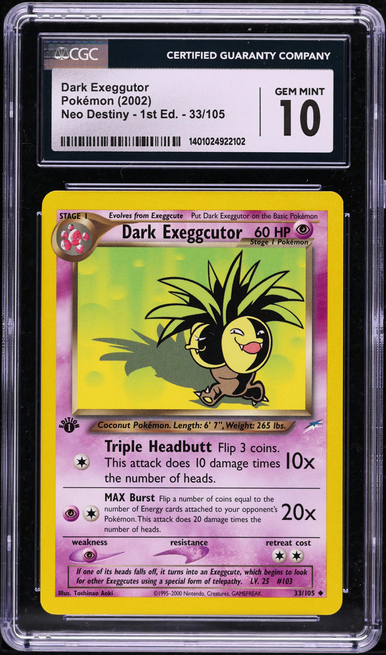 2002 POKEMON NEO DESTINY 1ST EDITION DARK EXEGGUTOR #33 CGC 10 GEM MINT