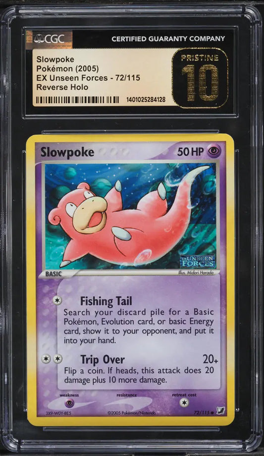 2005 POKEMON EX UNSEEN FORCES REVERSE HOLO SLOWPOKE #72 CGC 10 PRISTINE