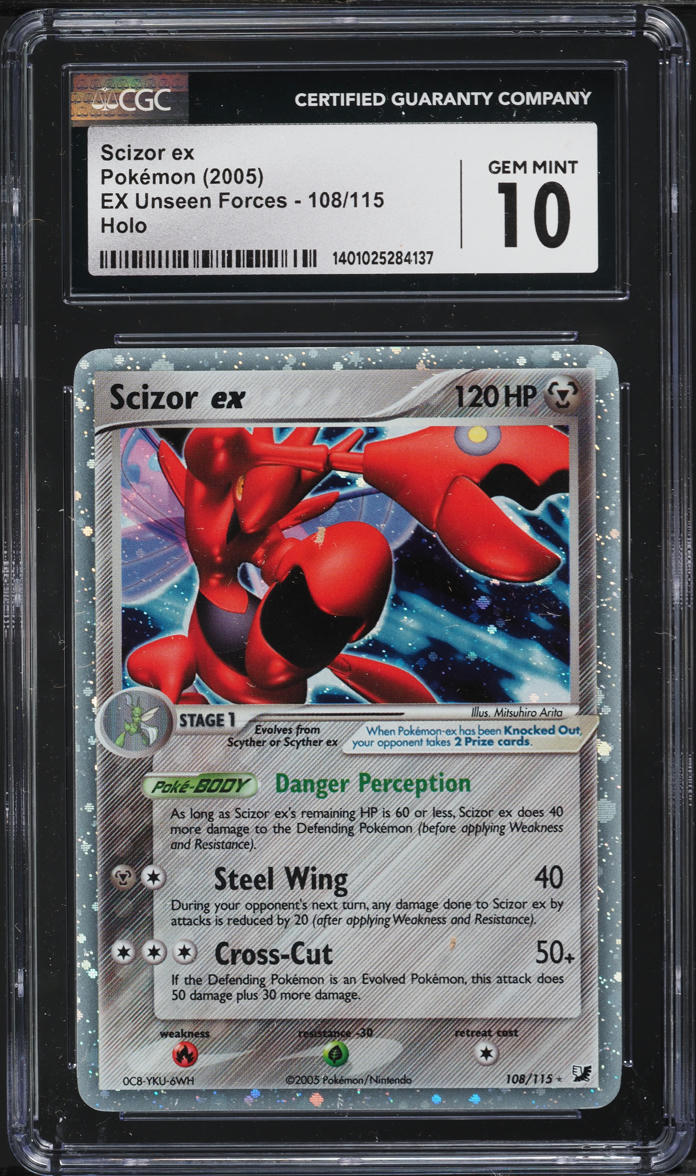 2005 POKEMON EX UNSEEN FORCES HOLO SCIZOR EX #108 CGC 10 GEM MINT