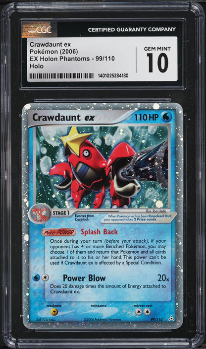 2006 POKEMON EX HOLON PHANTOMS HOLO CRAWDAUNT EX #99 CGC 10 GEM MINT