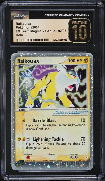 2004 POKEMON EX TEAM MAGMA VS TEAM AQUA HOLO RAIKOU EX #92 CGC 10 PRISTINE