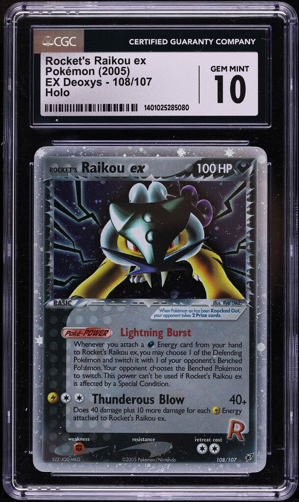 2005 POKEMON EX DEOXYS HOLO ROCKET'S RAIKOU EX #108 CGC 10 GEM MINT