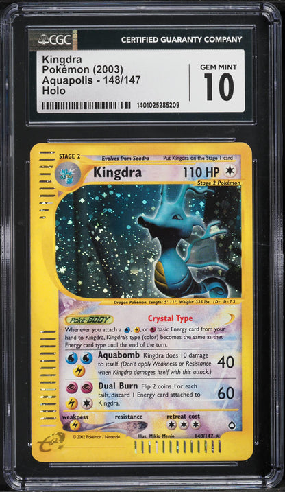 2003 POKEMON AQUAPOLIS HOLO CRYSTAL KINGDRA #148 CGC 10 GEM MINT