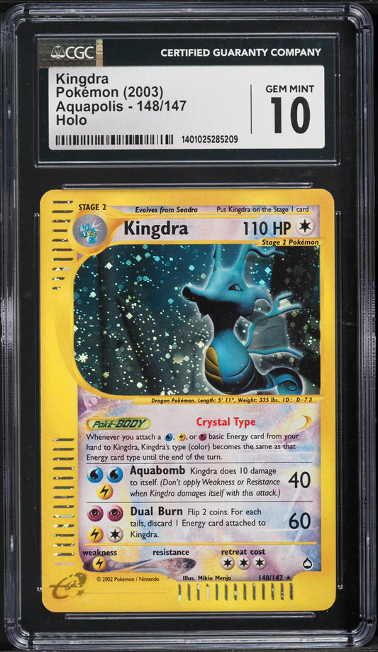 2003 POKEMON AQUAPOLIS HOLO CRYSTAL KINGDRA #148 CGC 10 GEM MINT