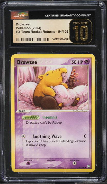 2004 POKEMON EX TEAM ROCKET RETURNS DROWZEE #54 CGC 10 PRISTINE