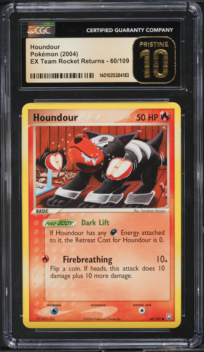 2004 POKEMON EX TEAM ROCKET RETURNS HOUNDOUR #60 CGC 10 PRISTINE