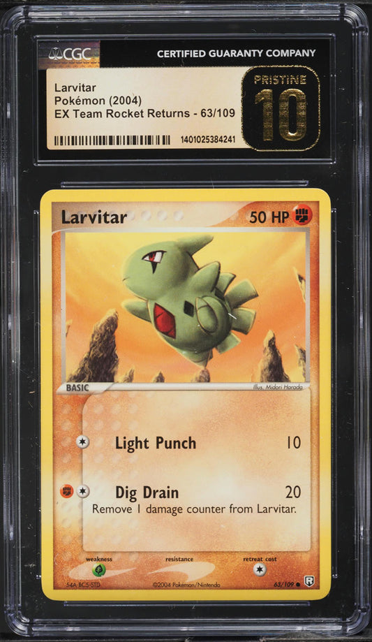 2004 POKEMON EX TEAM ROCKET RETURNS LARVITAR #63 CGC 10 PRISTINE