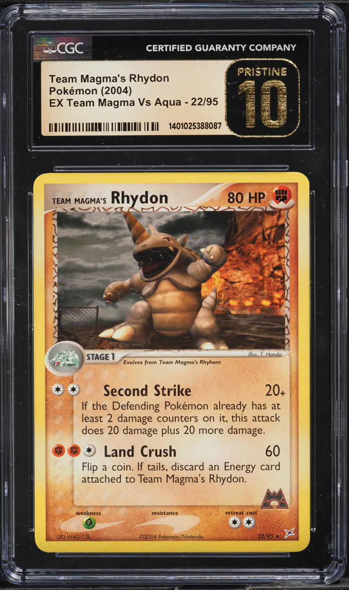 2004 POKEMON EX TEAM MAGMA VS AQUA TEAM MAGMA'S RHYDON #22 CGC 10 PRISTINE