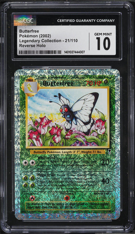 2002 POKEMON LEGENDARY COLLECTION REVERSE HOLO BUTTERFREE #21 CGC 10 GEM MINT