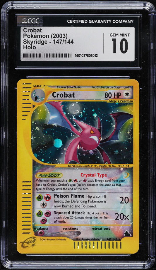 2003 POKEMON SKYRIDGE HOLO CRYSTAL CROBAT #147 CGC 10 GEM MINT