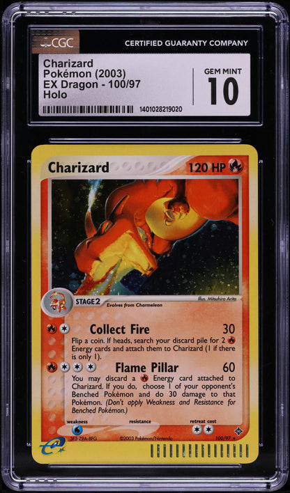 2003 POKEMON EX DRAGON HOLO CHARIZARD #100 CGC 10 GEM MINT