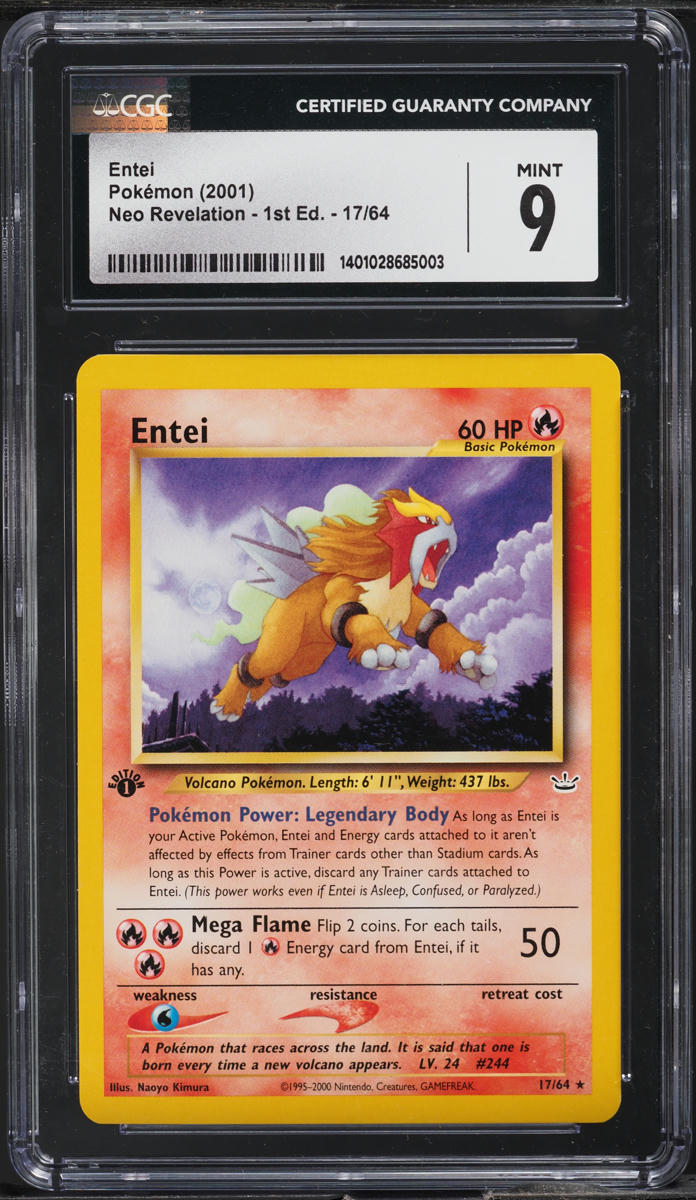 2001 POKEMON NEO REVELATION 1ST EDITION ENTEI #17 CGC 9 MINT