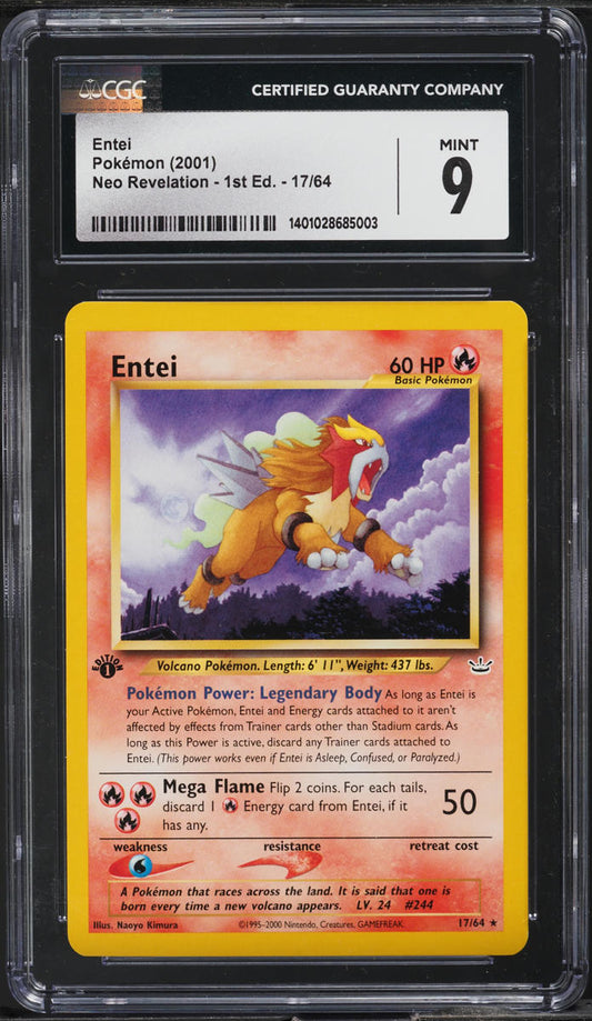 2001 POKEMON NEO REVELATION 1ST EDITION ENTEI #17 CGC 9 MINT