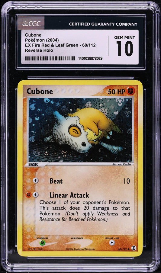 2004 POKEMON EX FIRE RED & LEAF GREEN REVERSE HOLO CUBONE #60 CGC 10 GEM MINT