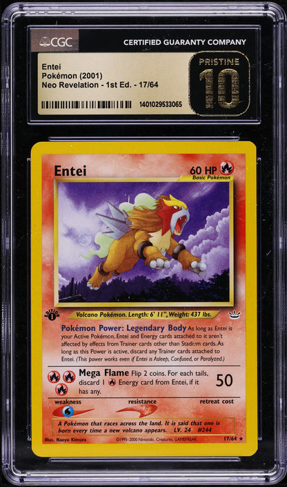 2001 POKEMON NEO REVELATION 1ST EDITION ENTEI #17 CGC 10 PRISTINE