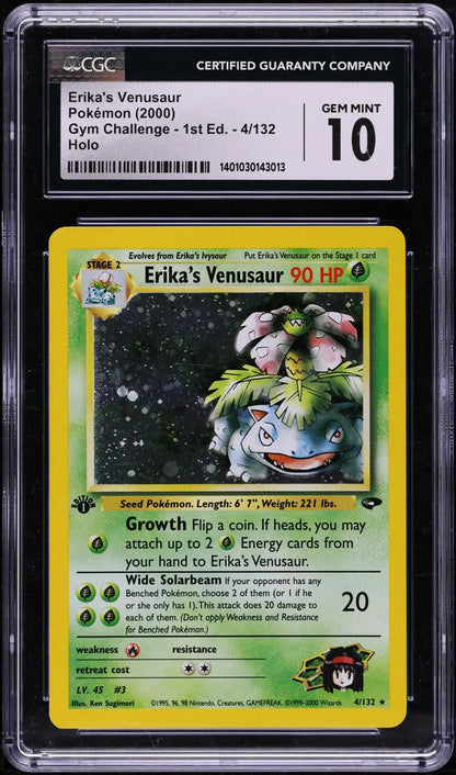 2000 POKEMON GYM CHALLENGE 1ST EDITION HOLO ERIKA'S VENUSAUR #4 CGC 10 GEM MINT