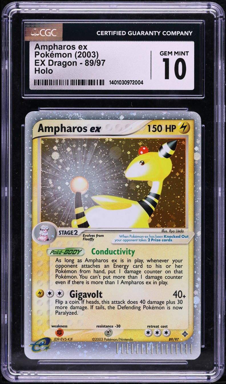 2003 POKEMON EX DRAGON HOLO AMPHAROS EX #89 CGC 10 GEM MINT