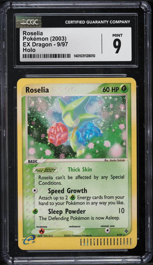 2003 POKEMON EX DRAGON HOLO ROSELIA #9 CGC 9 MINT