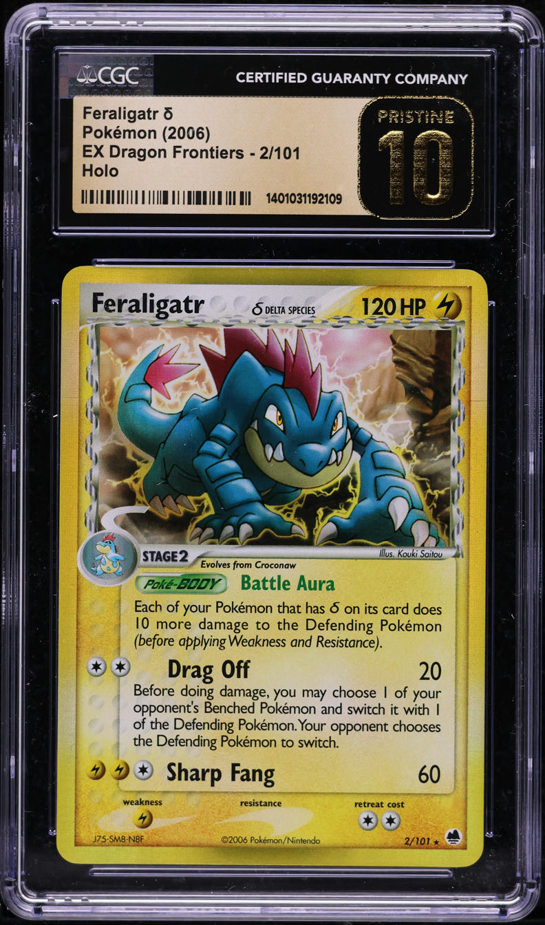 2006 POKEMON EX DRAGON FRONTIERS HOLO FERALIGATR #2 CGC 10 PRISTINE