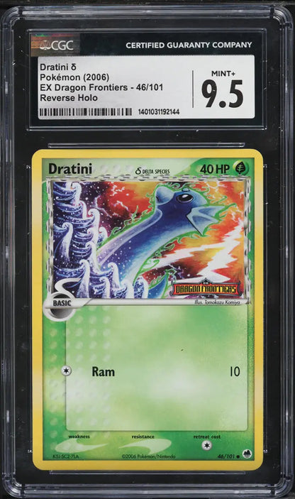 2006 POKEMON EX DRAGON FRONTIERS REVERSE HOLO DRATINI #46 CGC 9.5 MINT+