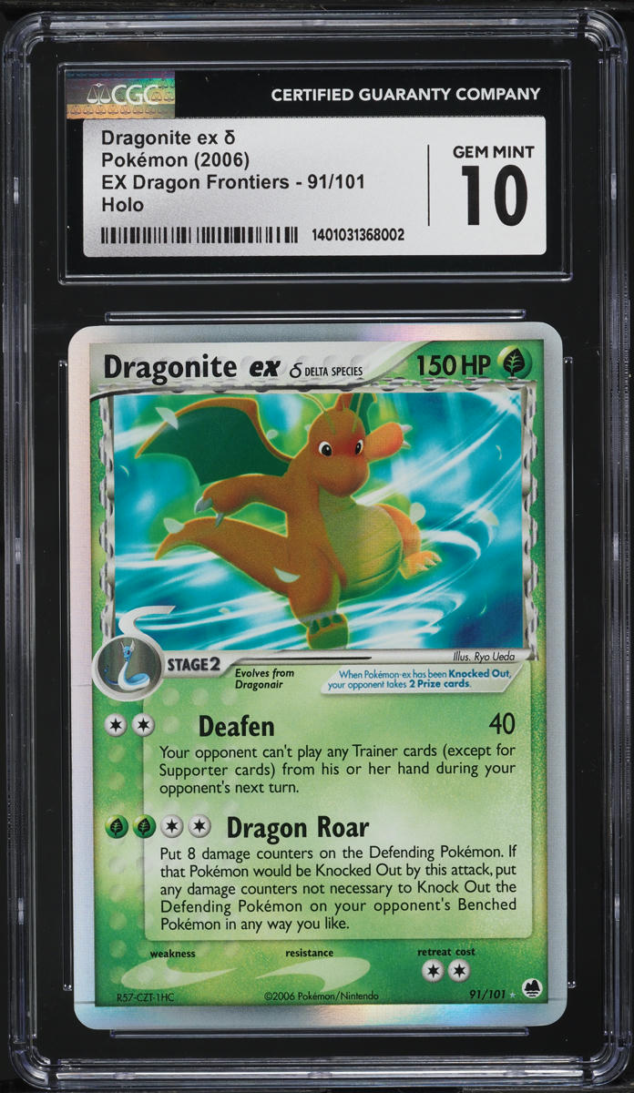 2006 POKEMON EX DRAGON FRONTIERS HOLO DRAGONITE EX #91 CGC 10 GEM MINT