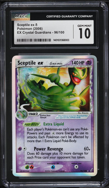 2006 POKEMON EX CRYSTAL GUARDIANS HOLO SCEPTILE EX #96 CGC 10 GEM MINT