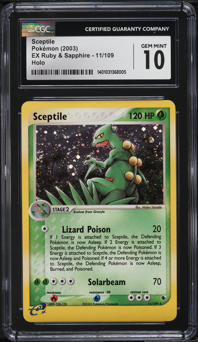 2003 POKEMON EX RUBY & SAPPHIRE HOLO SCEPTILE #11 CGC 10 GEM MINT